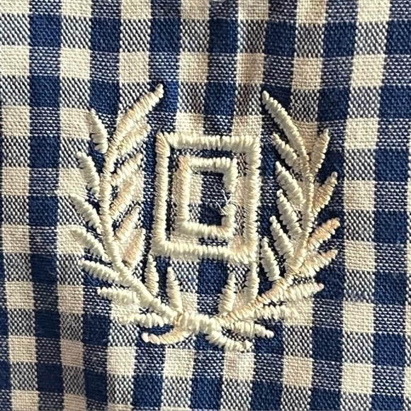 Chaps Ralph Lauren Blue Gingham Crest Button Up Shirt Sz XL Dress or Casual - Picture 9 of 15